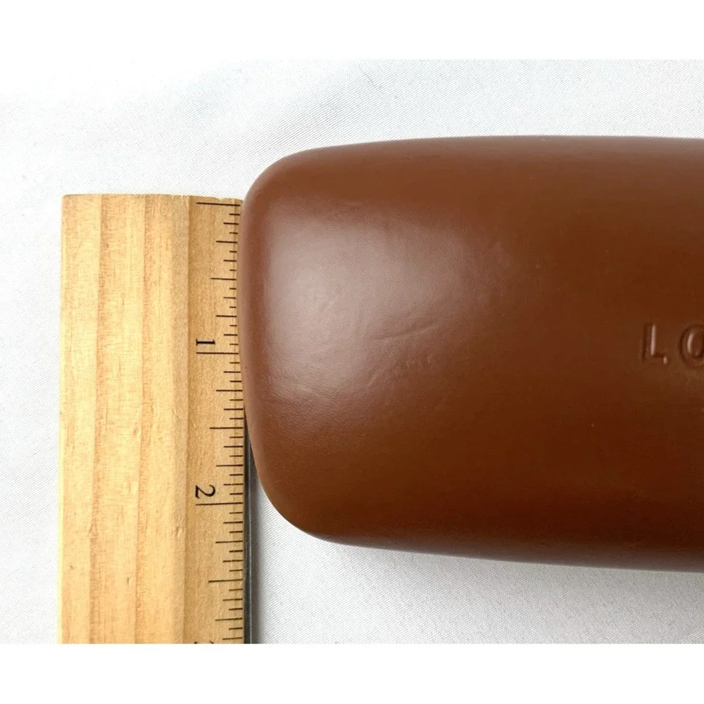 Longchamp Paris Eyeglass Case Brown Hard‎ Shell Faux Leather